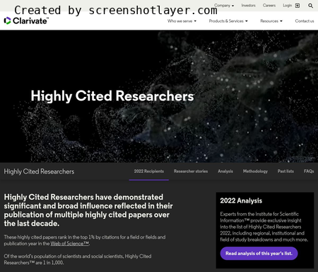 Highly Cited Researchers have demonstrated significant and broad influence reflected in their publication of multiple highly cited papers over the last decade.