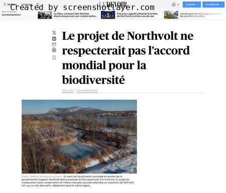  Le projet de Northvolt ne respecterait pas l’accord mondial pour la biodiversité 