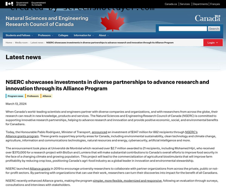 NSERC showcases investments in diverse partnerships to advance research and innovation through its Alliance Program