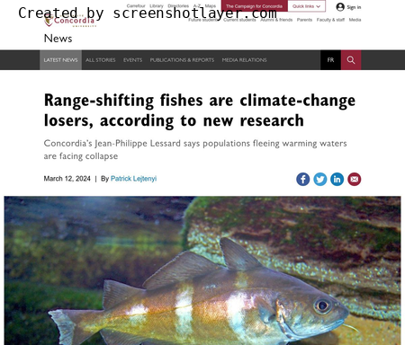 Range-shifting fishes are climate-change losers, according to new research
